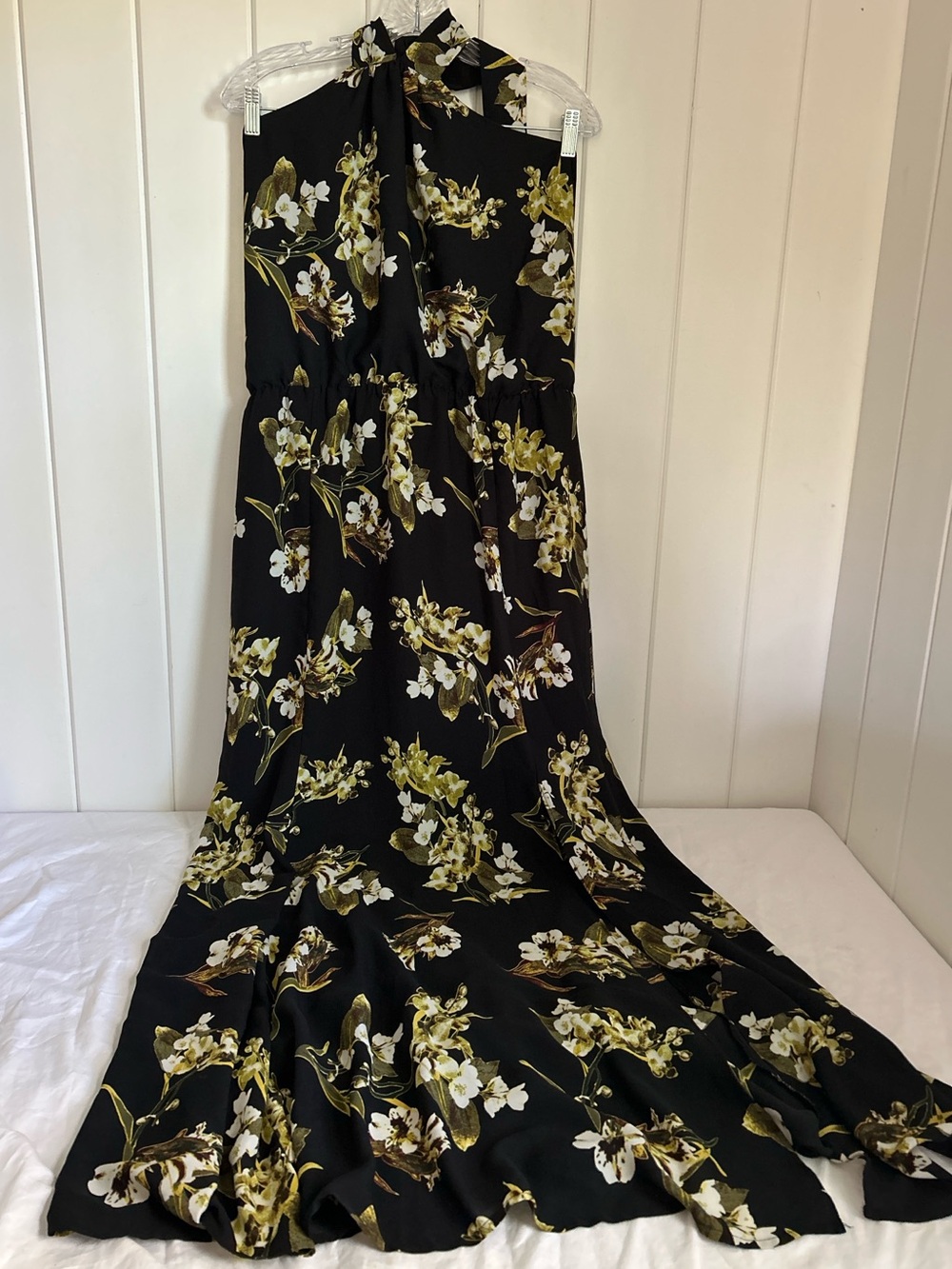 New York and Company XXL maxi Dress Black strapless Halter Floral Print NY&CO